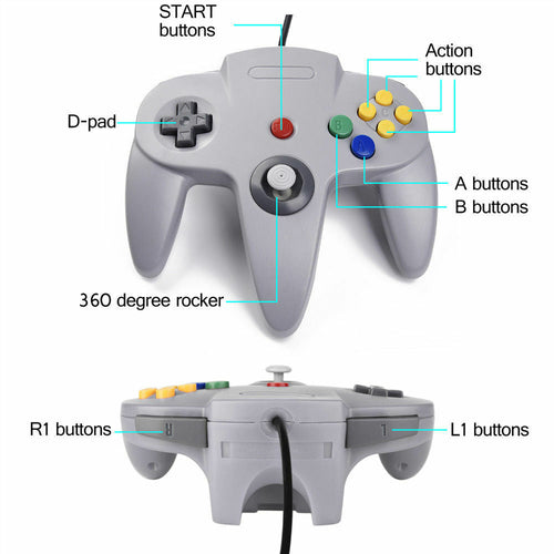 New Wired Controller Joystick Compatible With Nintendo 64 N64 Video
