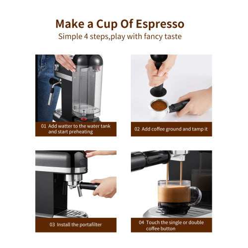 20 Bar Espresso Machine 1350W High Performance With Safety Valve
