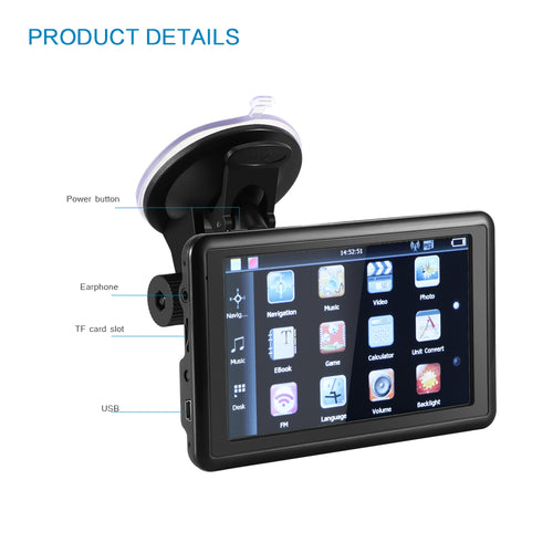 5 Inch Touch Screen Car SAT GPS Navigation Device